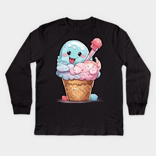 Ice Cream Emoji Kids Long Sleeve T-Shirt